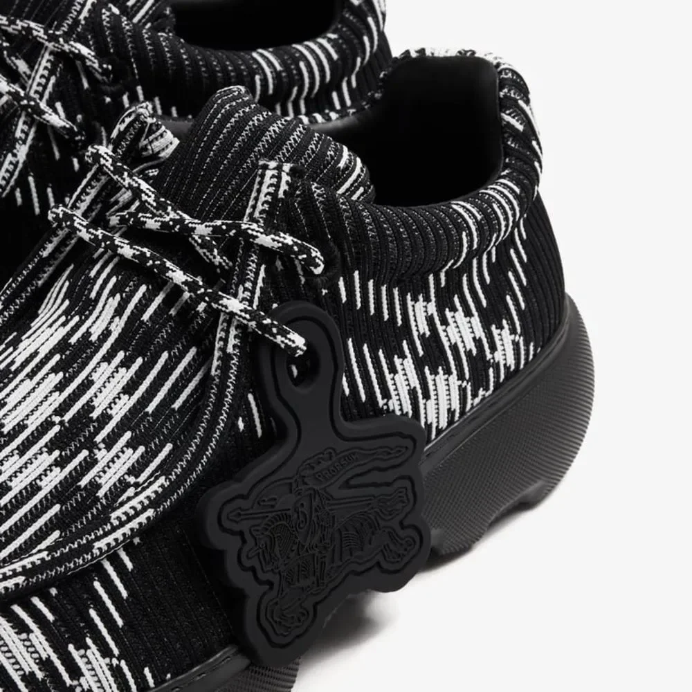 Burberry Creeper Check Woven Lace Up Boots, Black, NWT, Size EU 44